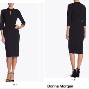 Donna Morgan Three Quarter Sleeve Sheath Dress Navy Blue Size 4, NWOT